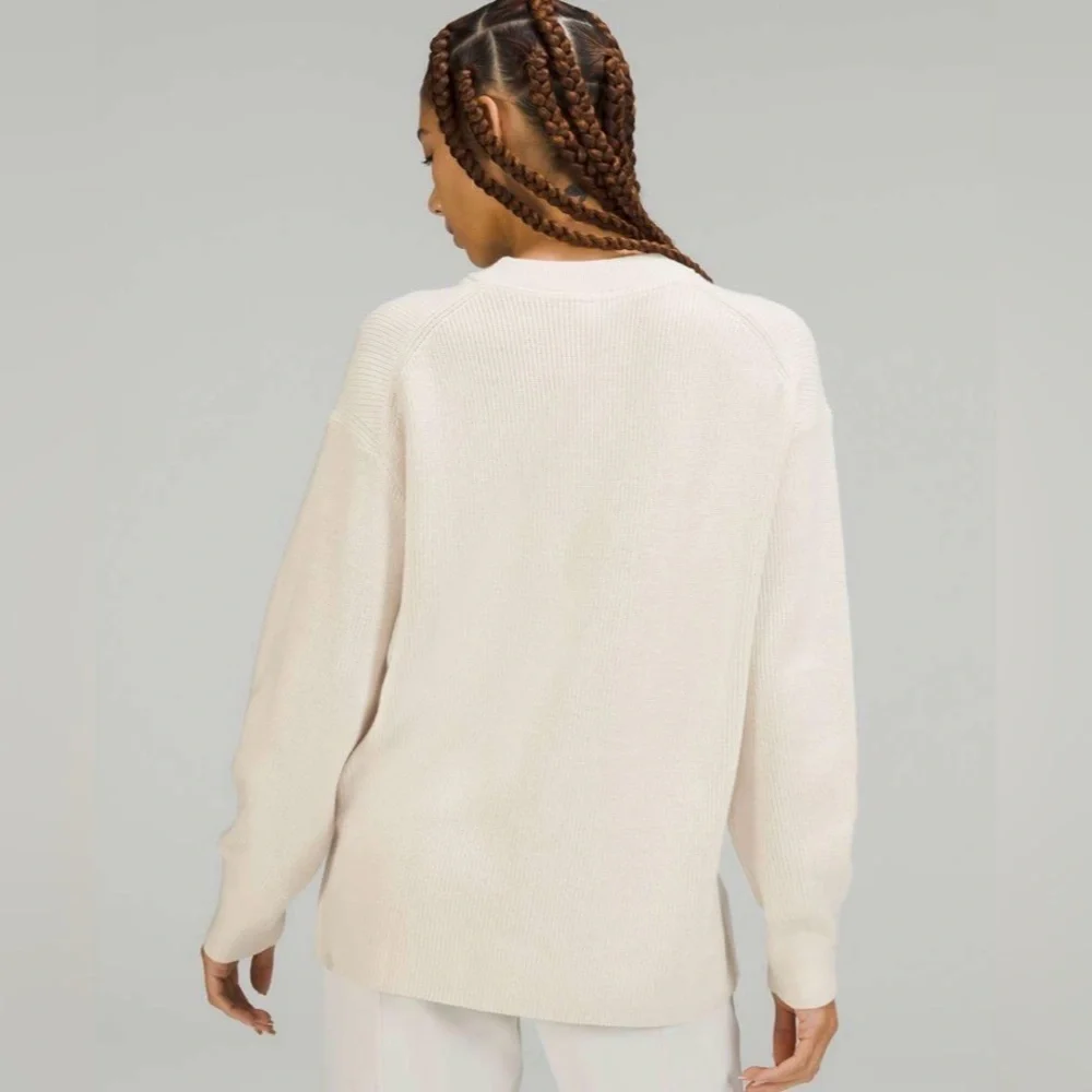 Lululemon Merino Wool-Blend Ribbed Crewneck Sweater White Opal 6